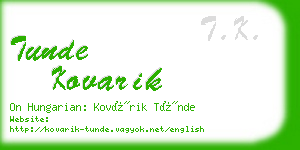 tunde kovarik business card